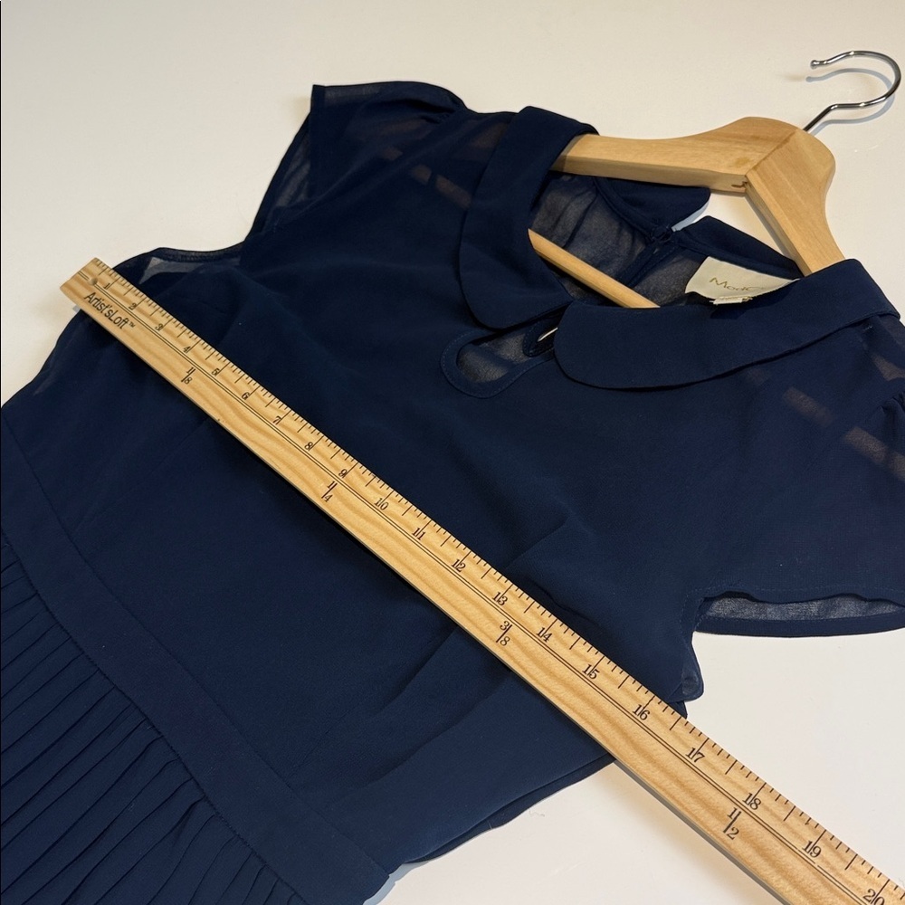 Modcloth Midnight Blue Pleated Midi Dress Size Medium - Picture 5 of 7